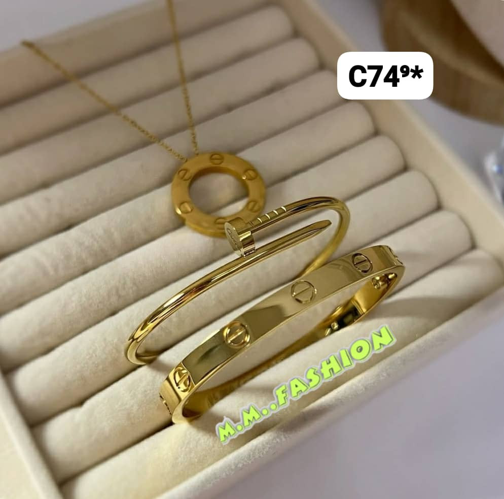 طوق كارتير مع اسوارة كارتير ومسمار ستيل لون ثابت