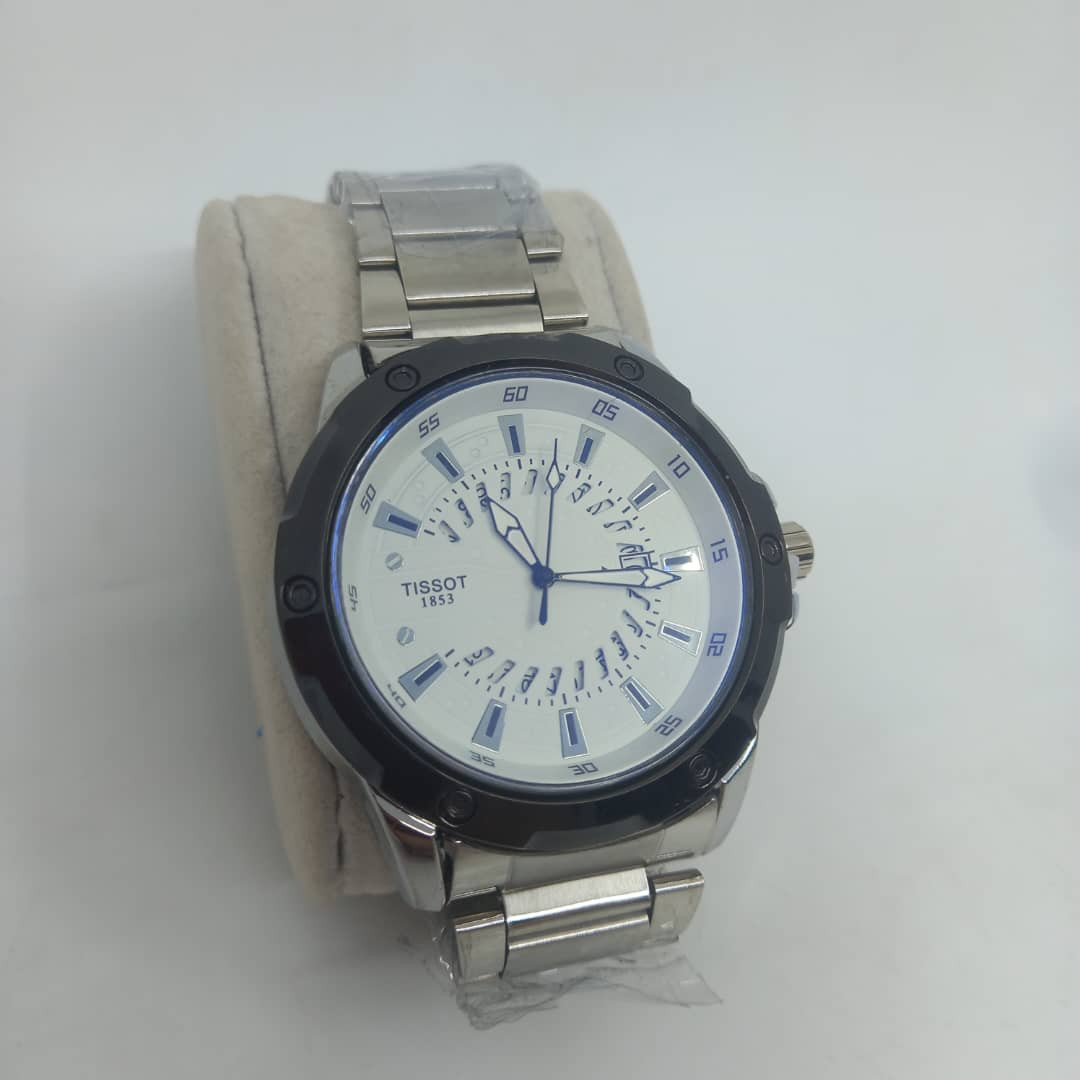 ساعة شبابية أنيقة –ستانلس ستيل | حركة كوارتز |ماركة tissot عداد شهري ظاهر على الواجهة