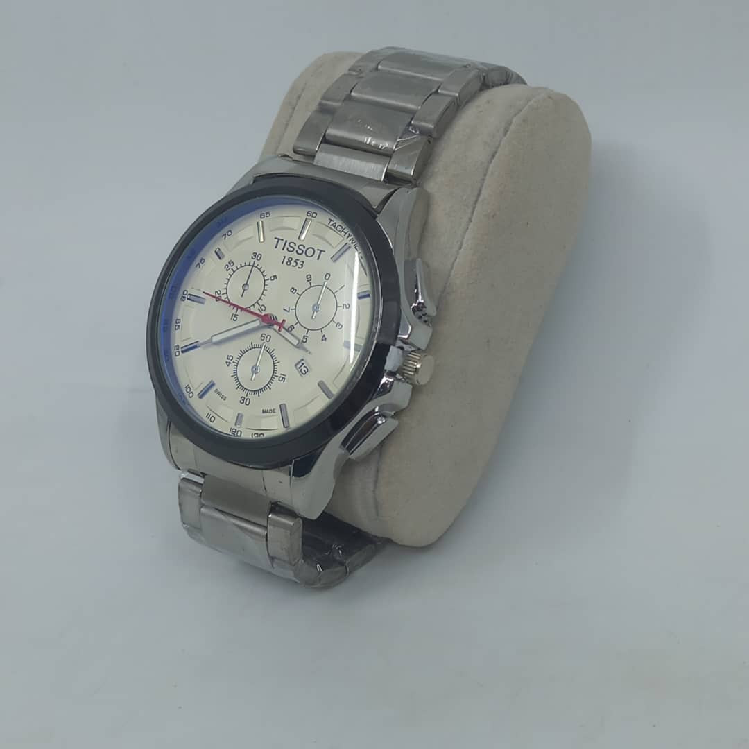 ساعة شبابية أنيقة –ستانلس ستيل | حركة كوارتز |ماركة tissot عداد شهري ظاهر على الواجهة